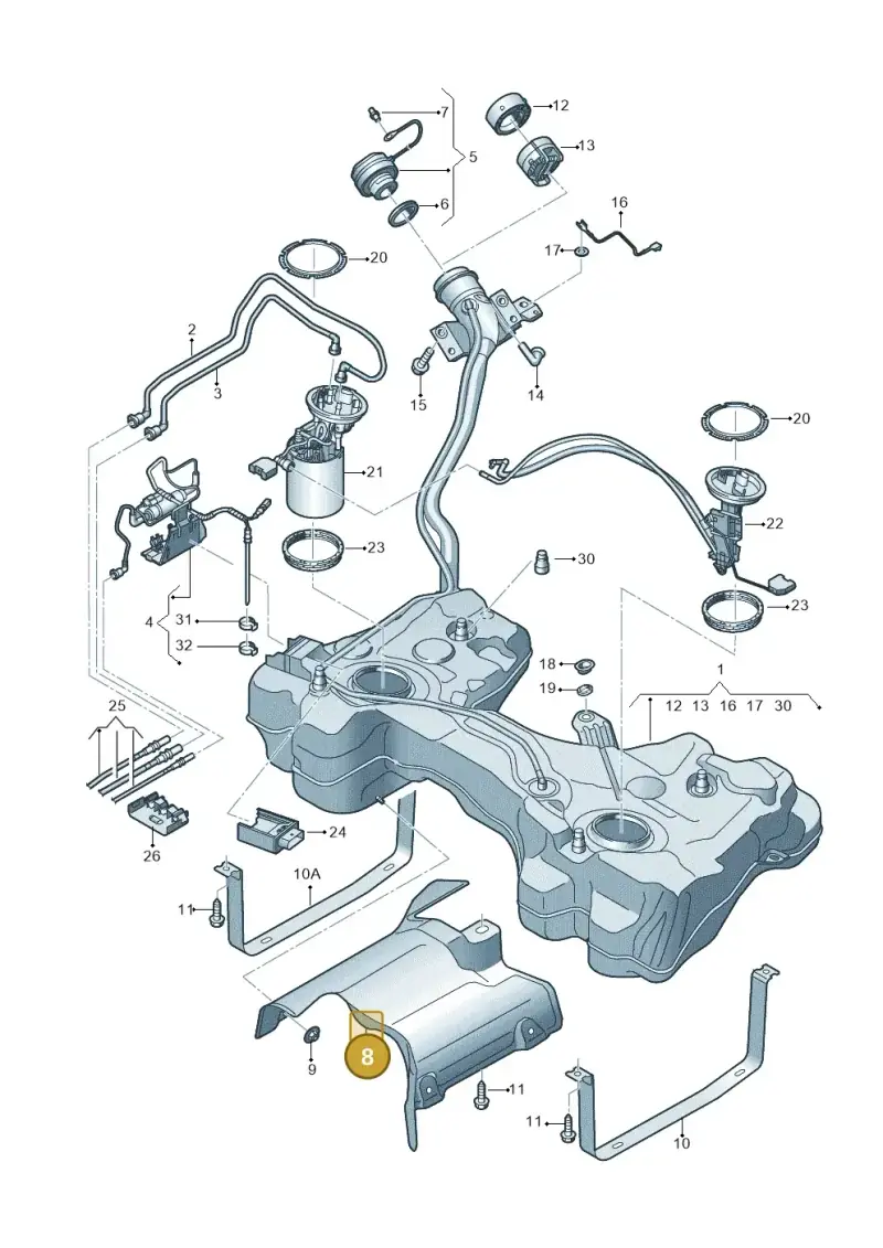 5Q0201307S — SEAT Ateca Style (2016-) diagram 746201700, position 8