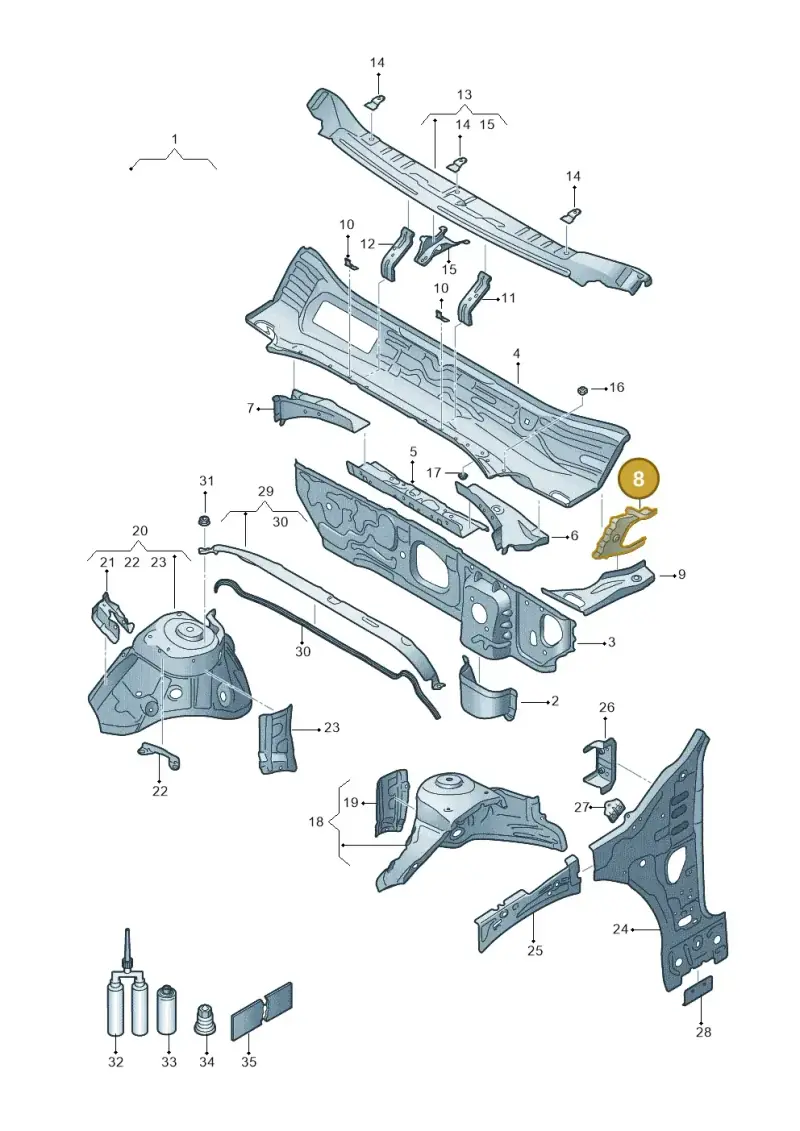 5Q0803343 — SEAT Formentor TSI CUPRA (2020-) diagram 5fn805050, position 8