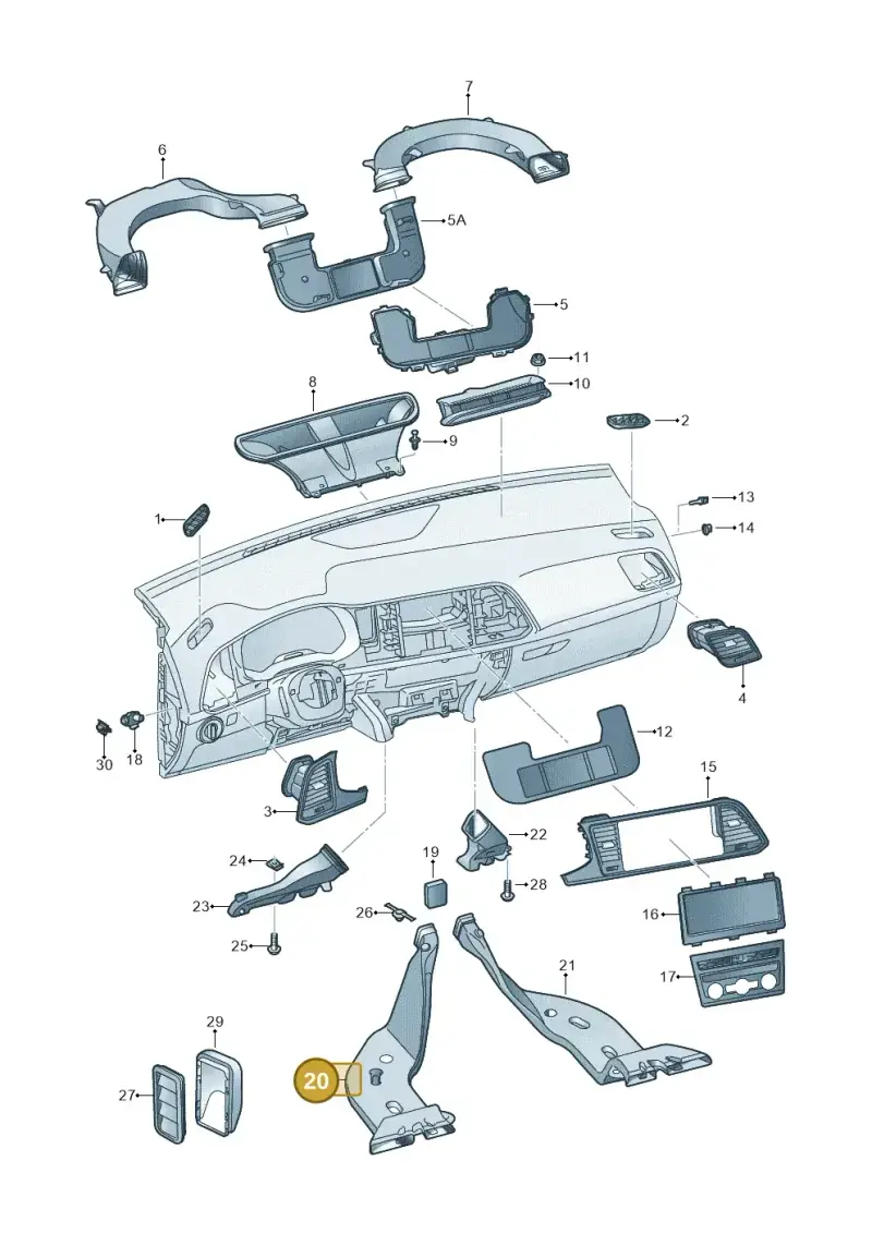 5Q0819805D — SEAT Ateca Style (2016-) diagram 893819300, position 20