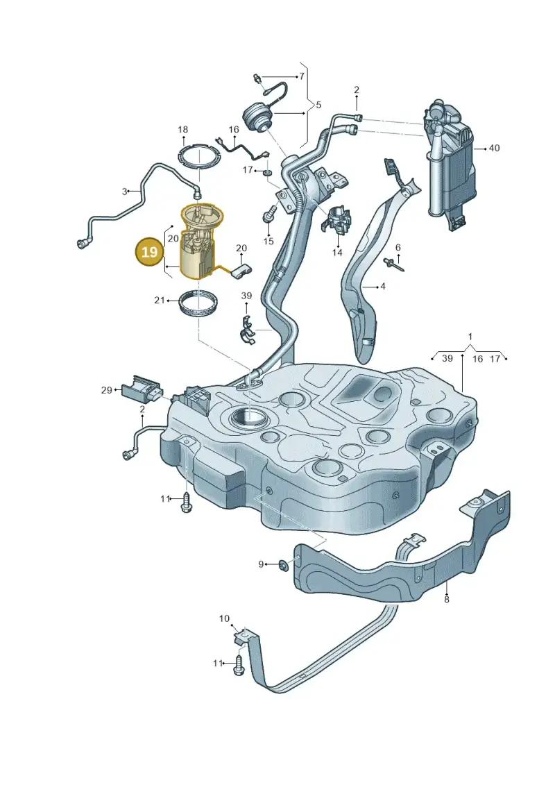 5WA919051P — Audi A3 Sportback (2019-2025) diagram 596201090, position 19