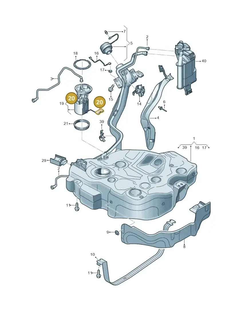 5WA919673 — Audi A3 Sportback (2019-2025) diagram 596201090, position 20