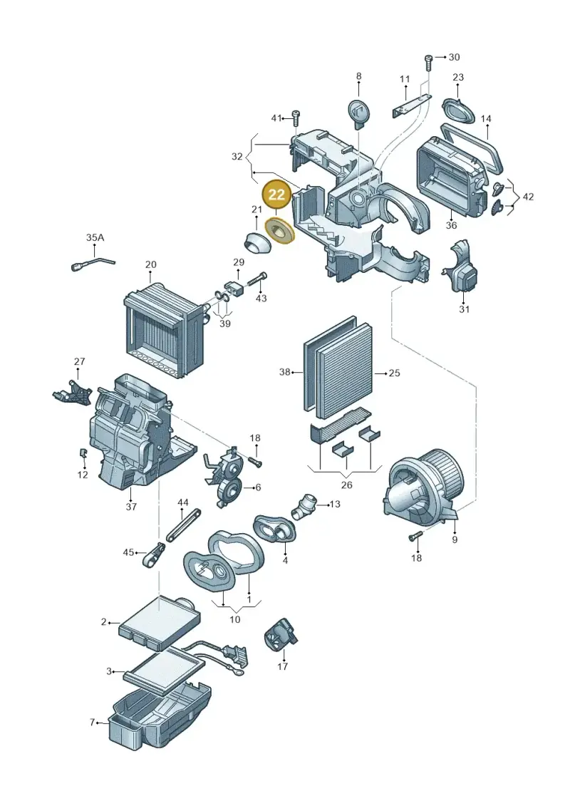 6Q1820061 — Volkswagen Polo (2012-2014) diagram 747820100, position 22