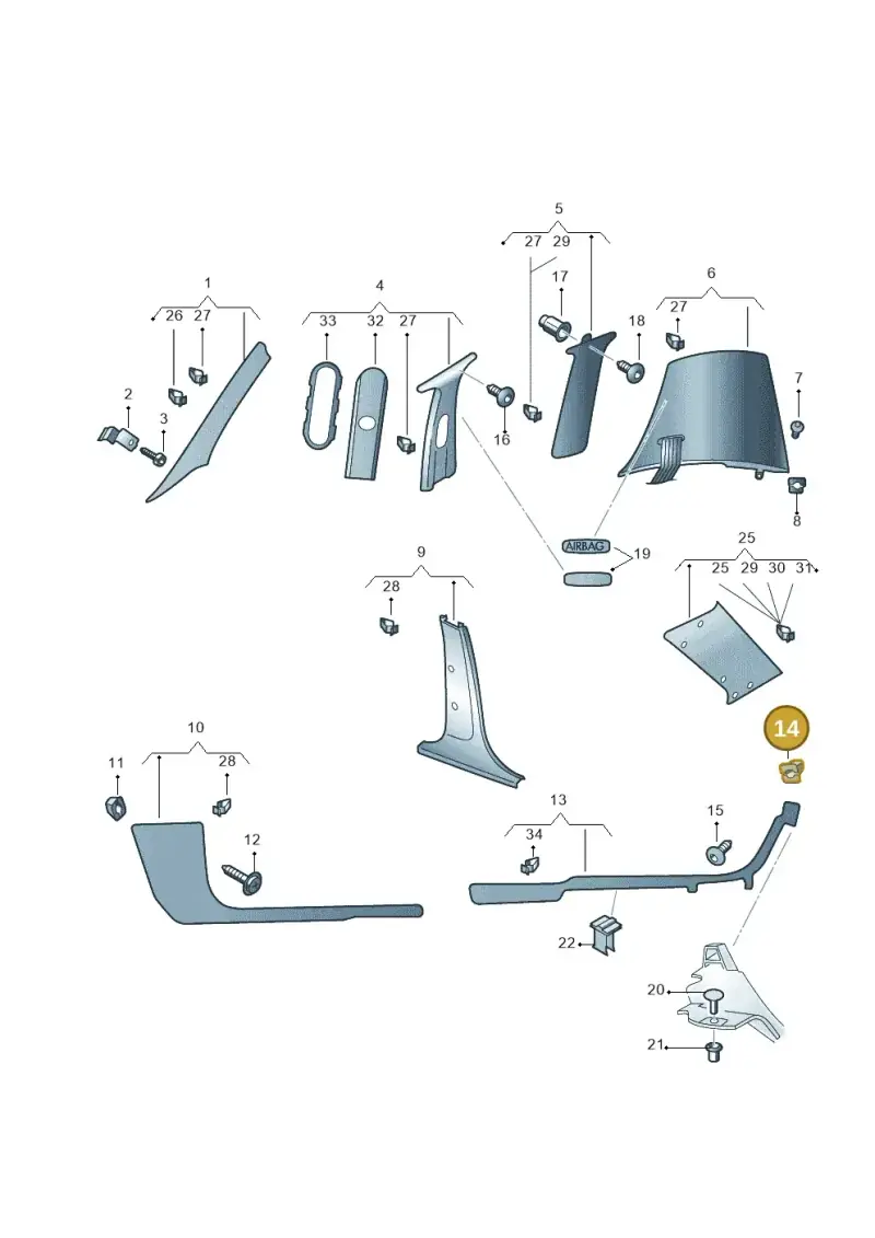 6U0868563A — Skoda Fabia Scout (2010-2014) diagram 481867650, position 14