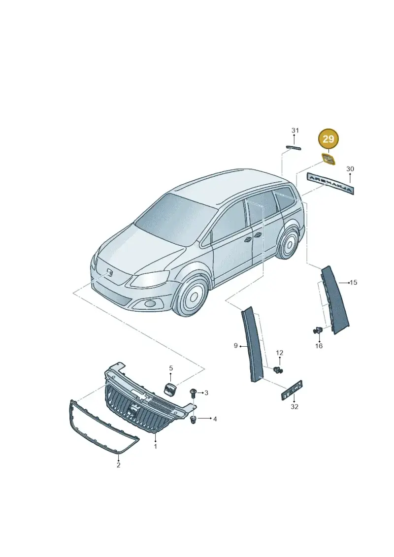 7M7853630FRS — SEAT Alhambra Stylance (2010-2013) diagram 705853300, position 29