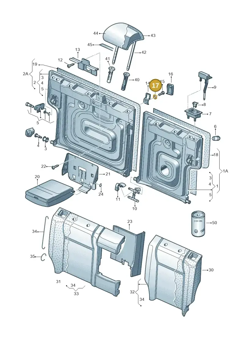 857521143C — Volkswagen Polo (2008-2009) diagram 461885700, position 17