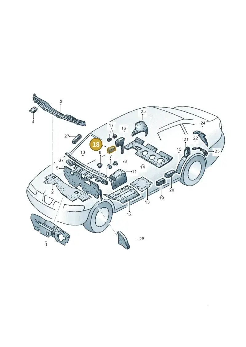 893867335A — SEAT TOLEDO/LEON/LEON-4 (2001-2006) diagram 205863200, position 18