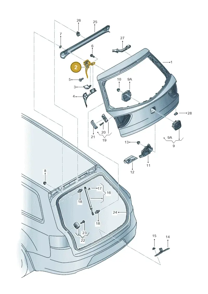 8E9827299G — SEAT Exeo ST Reference (2008-2011) diagram 664827100, position 2