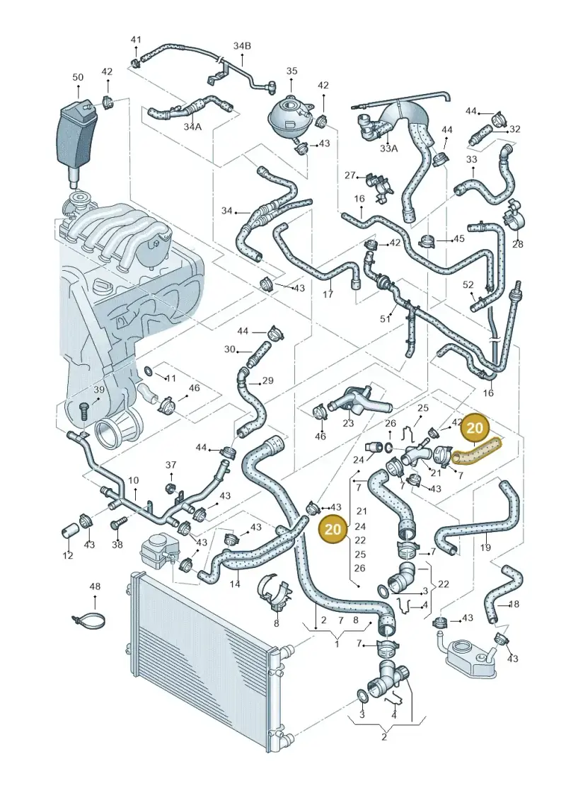 8N0122101A — SEAT TOLEDO/LEON/LEON-4 (1998-2001) diagram 194121350, position 20