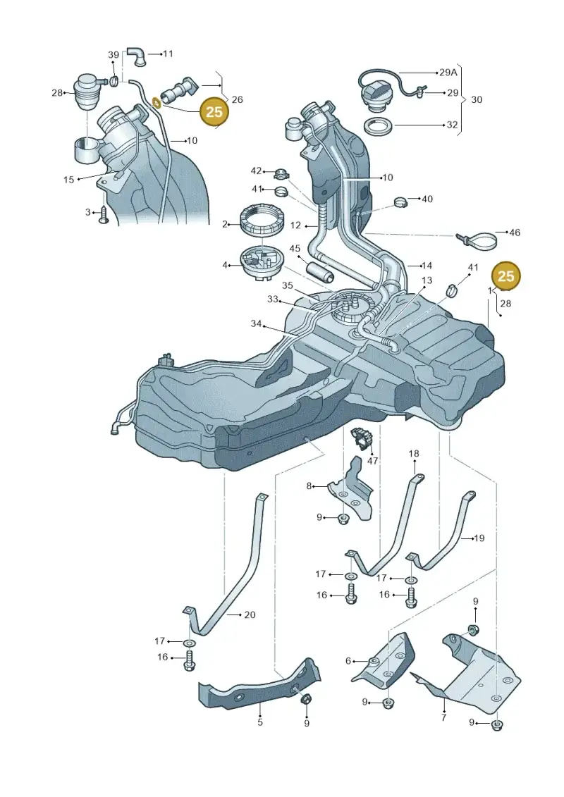 N90563801 — SEAT Exeo ST Reference (2008-2011) diagram 249201050, position 25