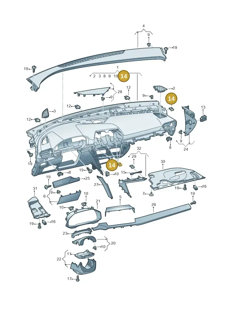 N90698805 — SEAT Formentor TSI CUPRA (2020-) diagram 5fn857010, position 14