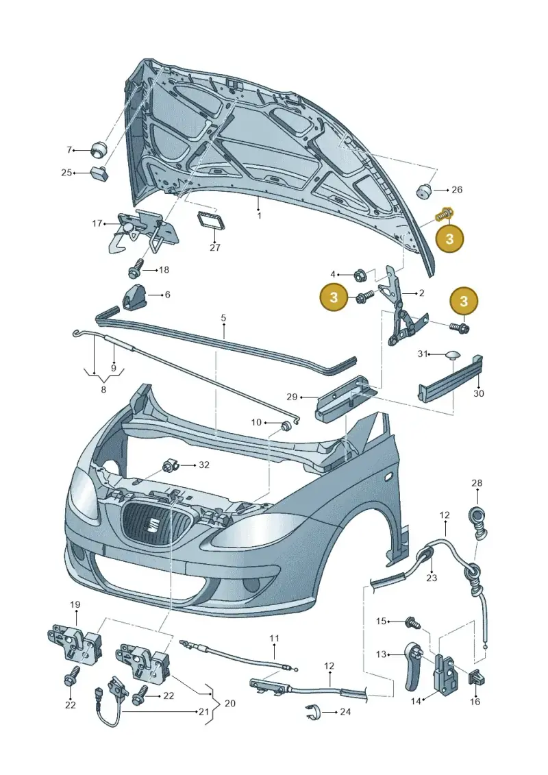 N90822101 — SEAT Leon Stylance (2010-2012) diagram 456823000, position 3