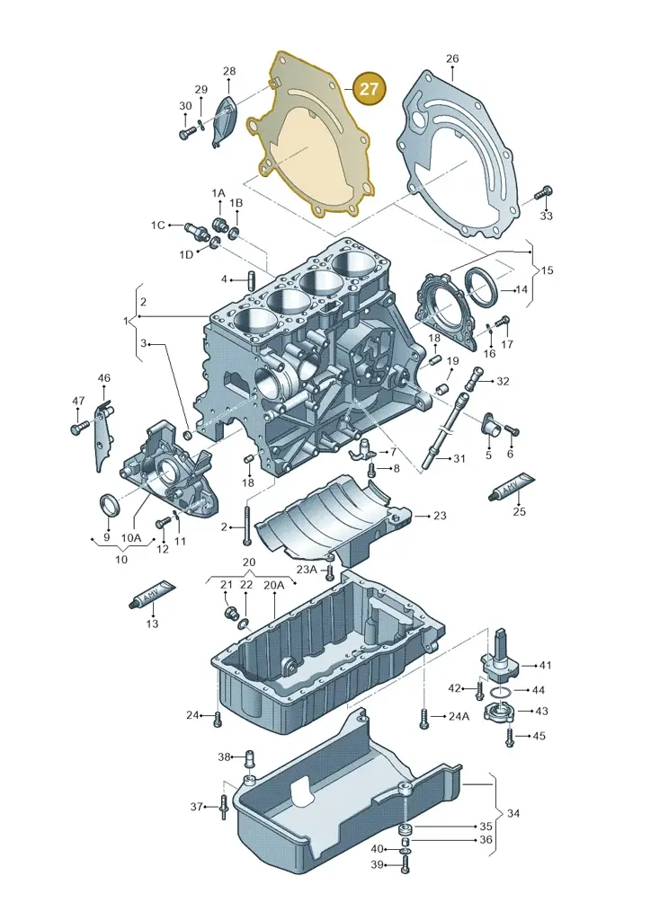 01E103551B — Skoda SUPERB 02> (2001-) diagram 194103150, position 27