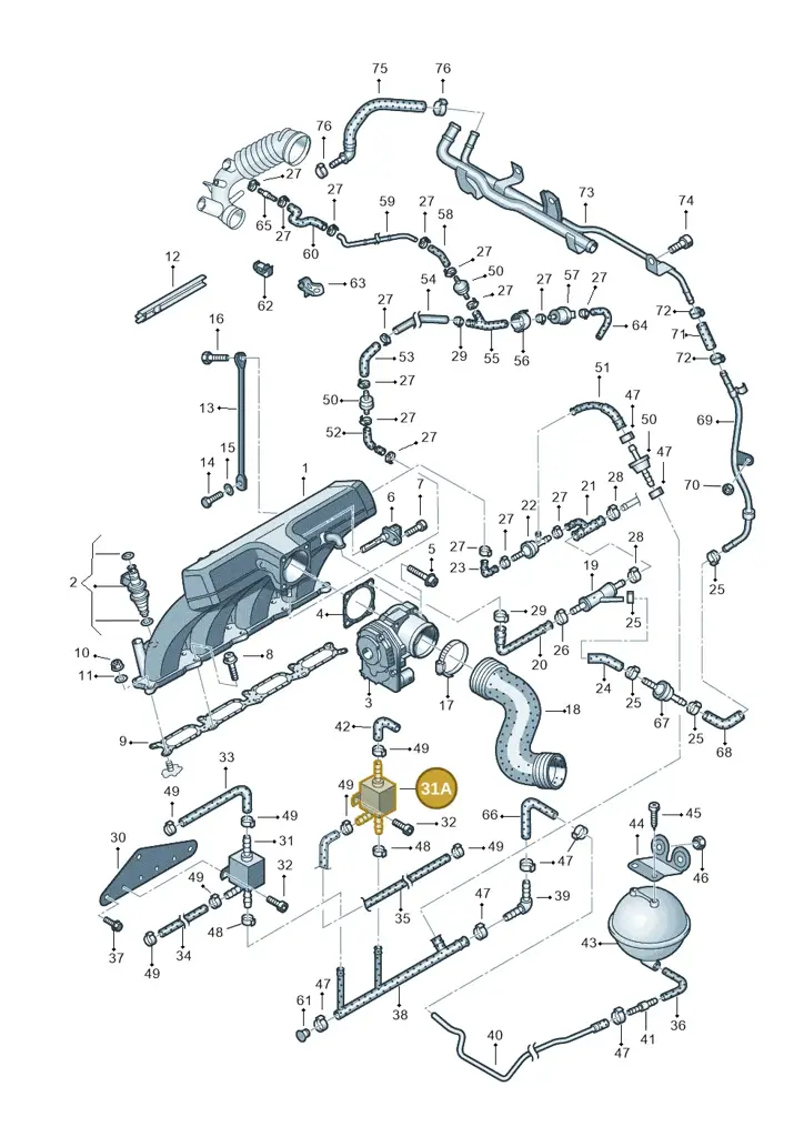 028906283J — Skoda SUPERB 02> (2001-) diagram 265133280, position 31A