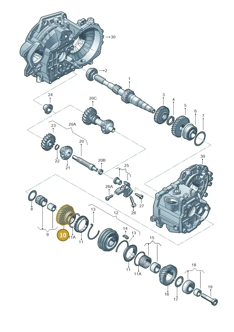 02S311158A — Skoda Superb (2013-2015) diagram 656311410, position 10