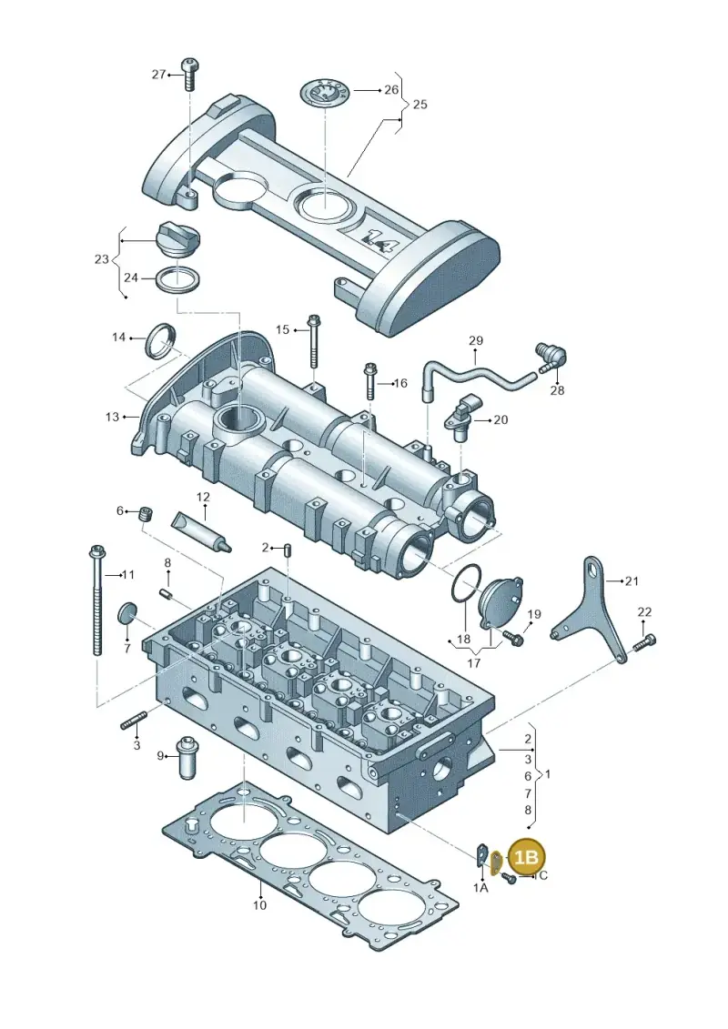 036131281 — Skoda Octavia ambiente (2008-2013) diagram 608103450, position 1B