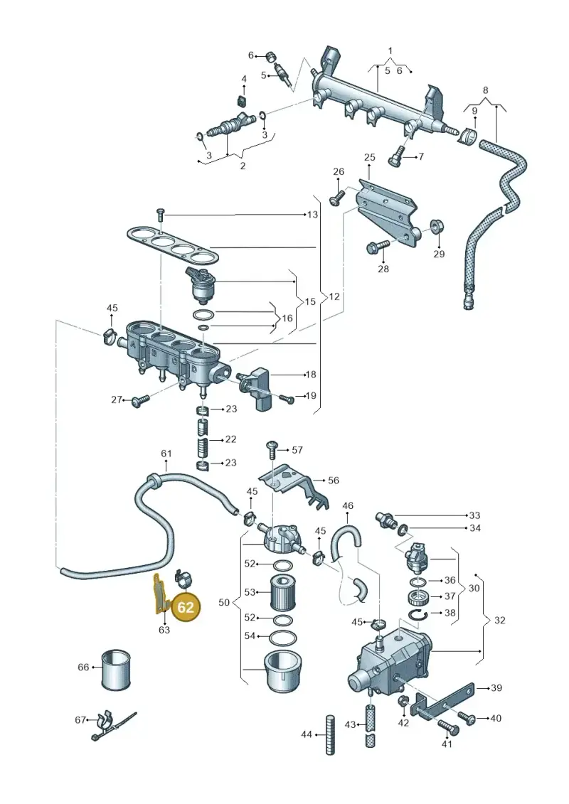 037133687BA — Skoda Octavia ambiente (2008-2013) diagram 649133440, position 62
