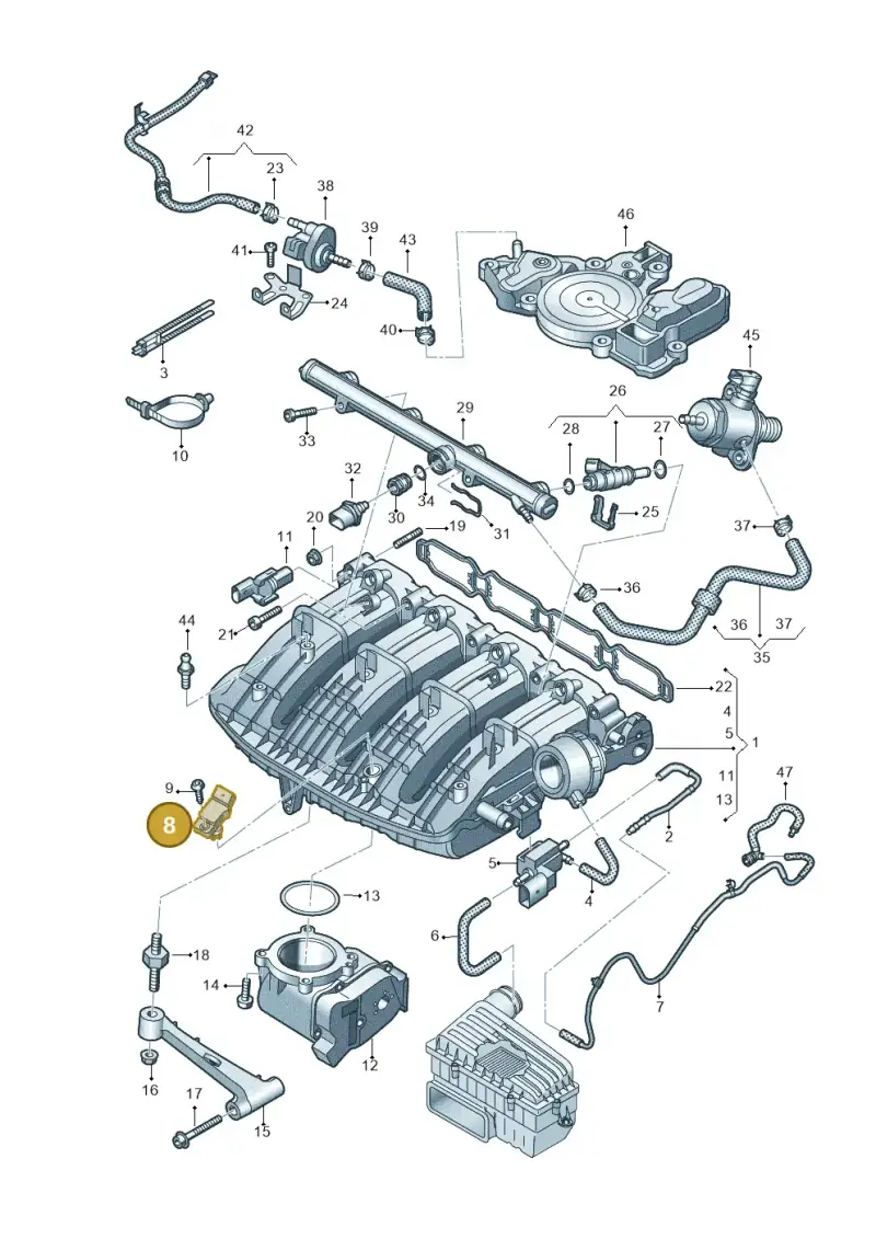 038906051T — Skoda Octavia (2019-2024) diagram 884133100, position 8