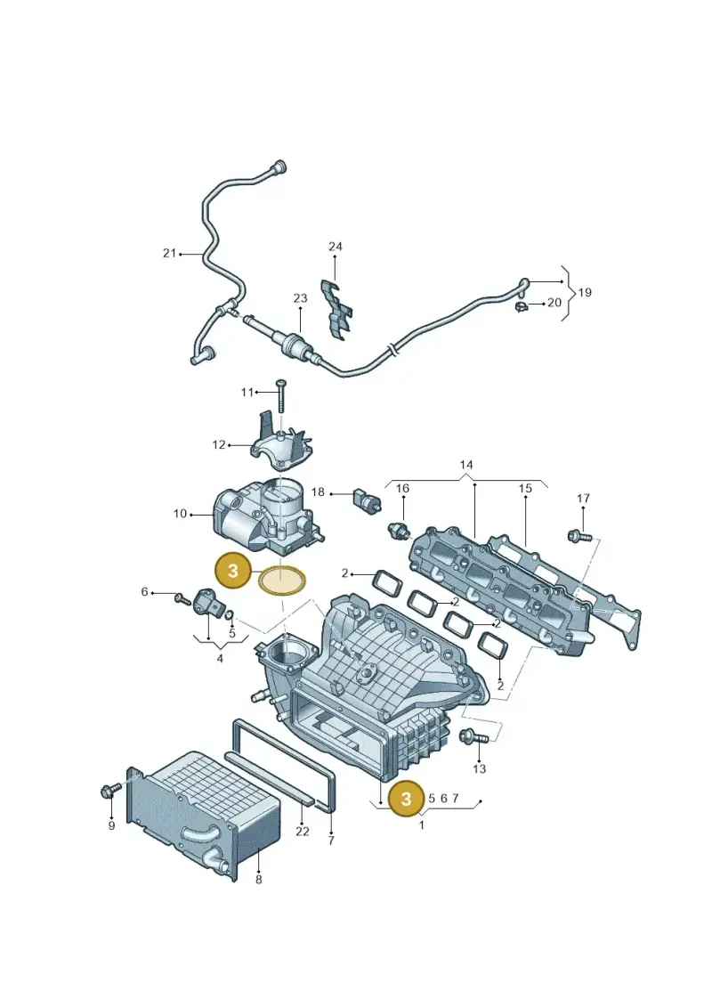 03C133073D — Skoda Superb Ambition (2009-2015) diagram 744133150, position 3