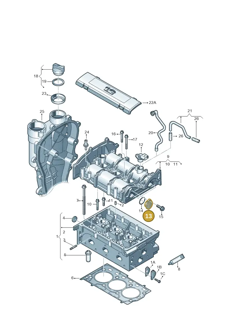 03E103111A — Skoda Rapid (2012-2022) diagram 608103400, position 13