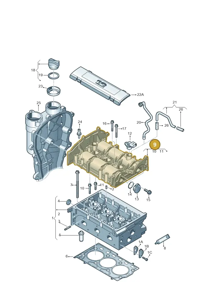 03E103473M — Skoda Rapid (2012-2022) diagram 608103400, position 9