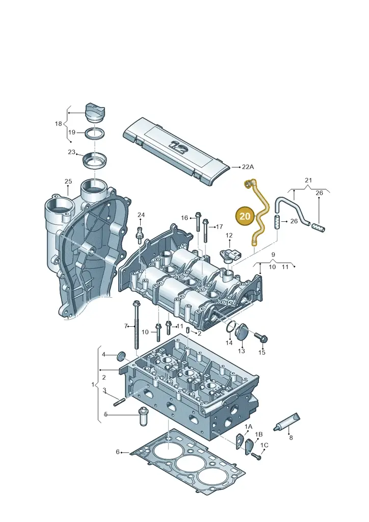 03E103493E — Skoda Rapid (2012-2022) diagram 608103400, position 20