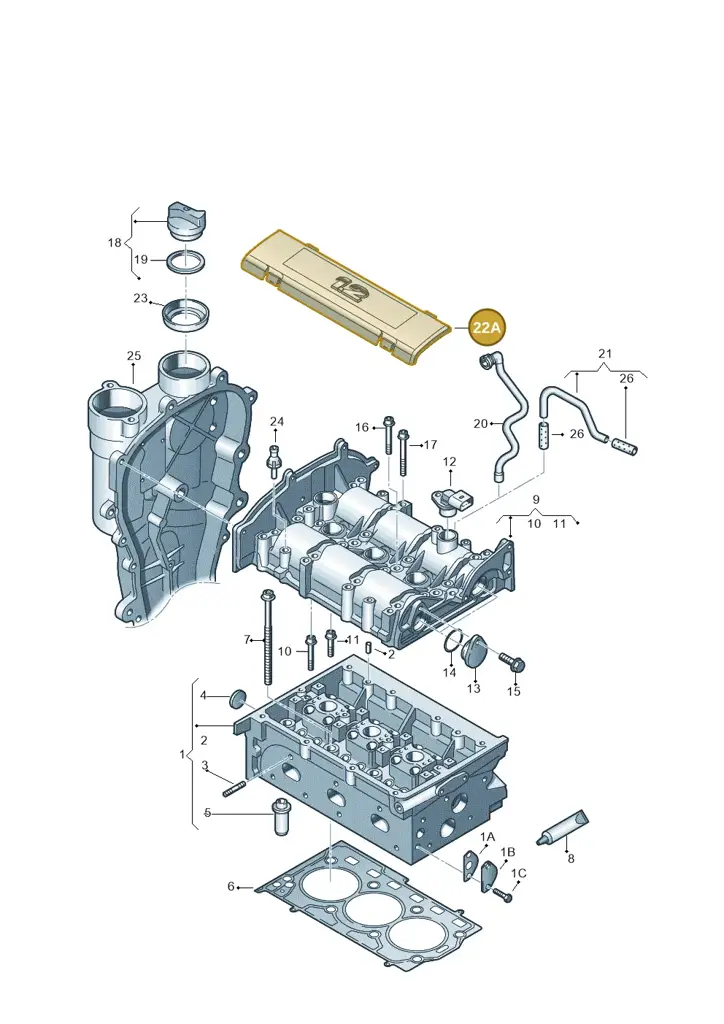 03E103929A — Skoda Rapid (2012-2022) diagram 608103400, position 22A