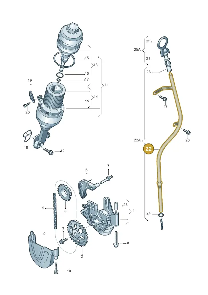 03E115629D — Skoda Rapid (2012-2022) diagram 253115030, position 22