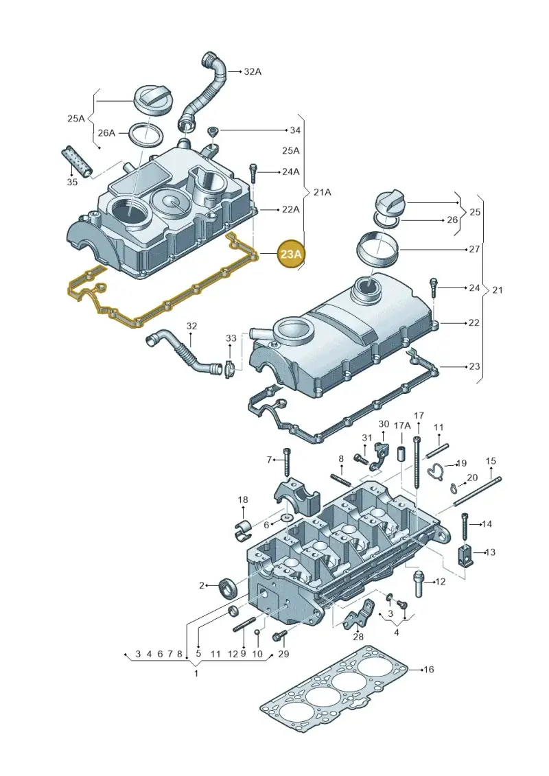 03G103483D — Skoda Superb comfort (2008-2013) diagram 460103550, position 23A