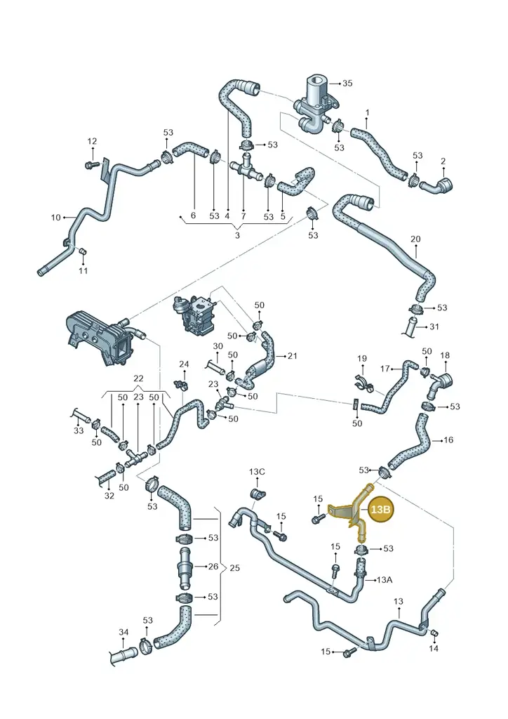03G121151H — Skoda Superb comfort (2008-2013) diagram 420121410, position 13B