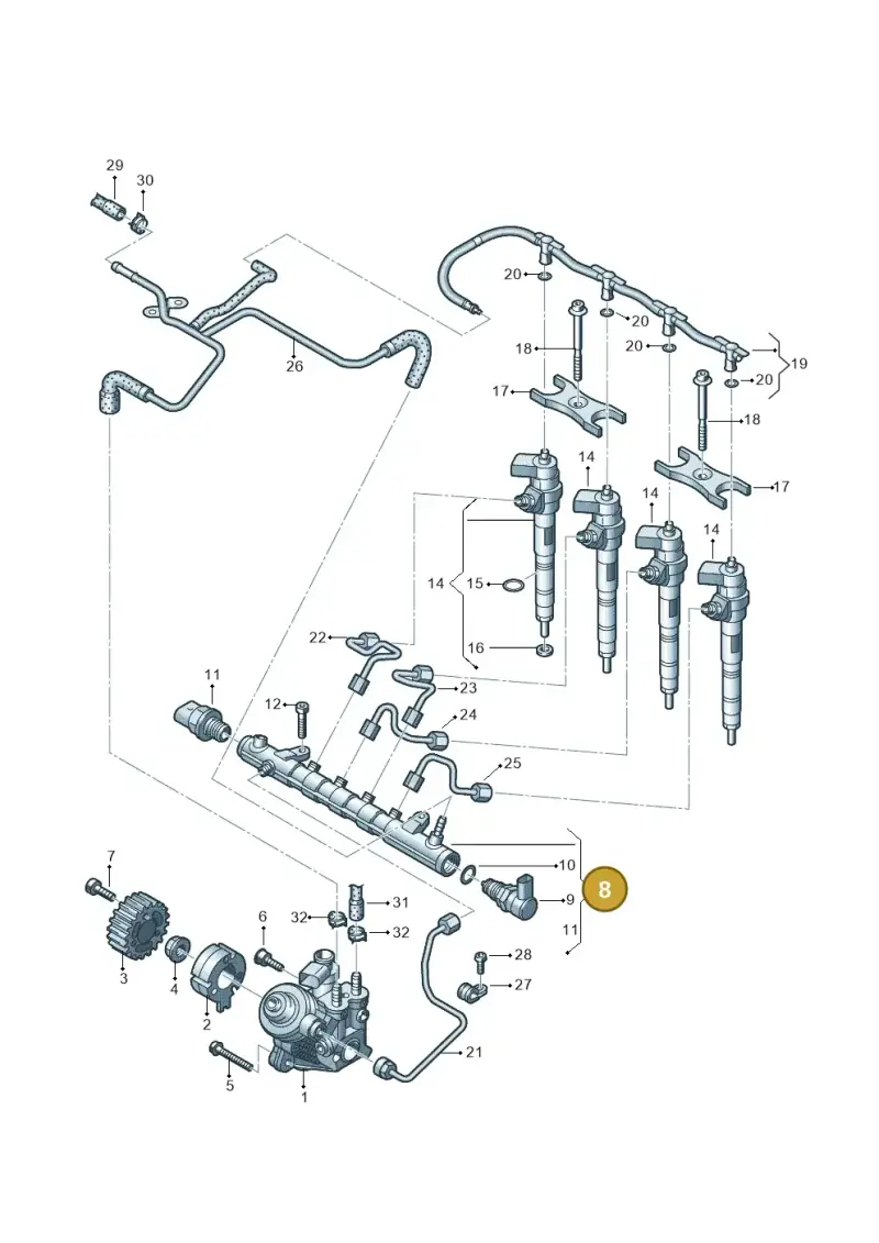 03L130089P — Skoda Yeti (2013-2017) diagram 634130300, position 8