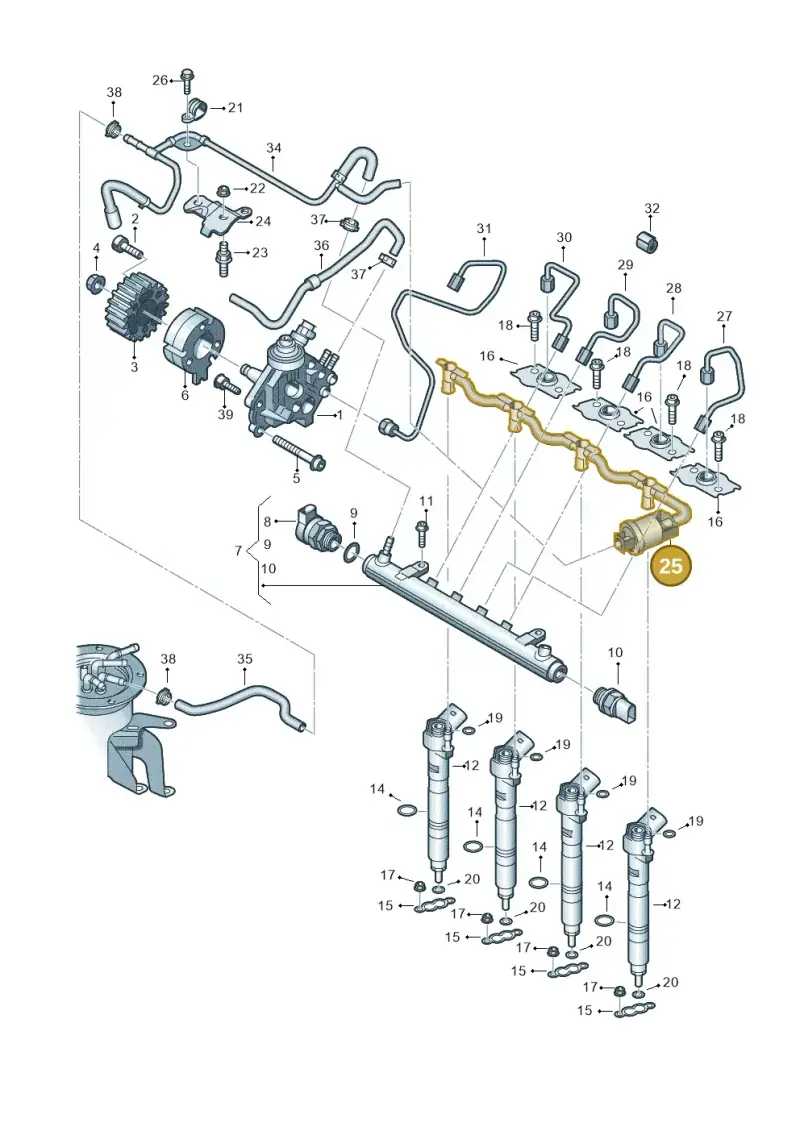 03L130235S — Skoda Yeti (2009-2013) diagram 634130400, position 25