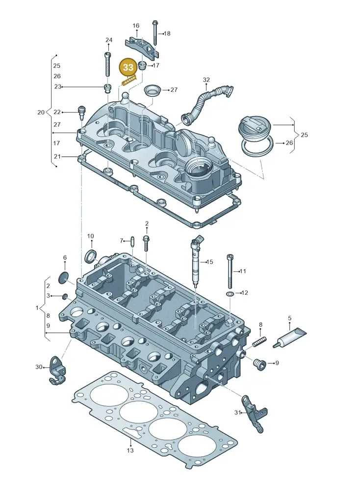 03L131055AN — Skoda Yeti (2013-2017) diagram 649103550, position 33