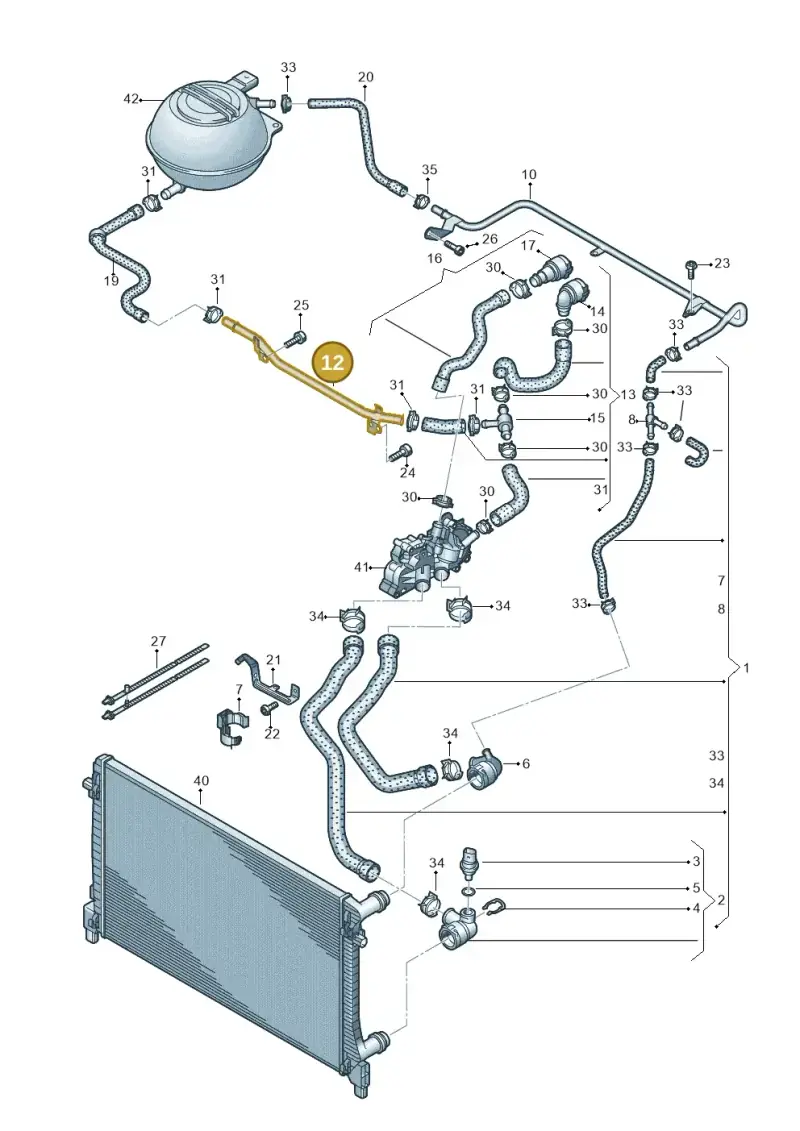 04E121070AB — Skoda Octavia (2019-2024) diagram 866121300, position 12