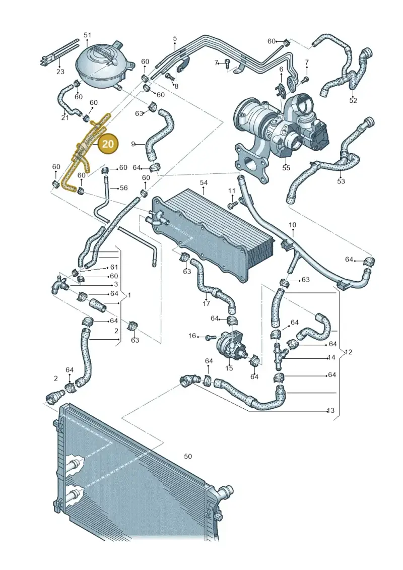 04E122447F — Skoda Octavia (2012-2017) diagram 746121230, position 20