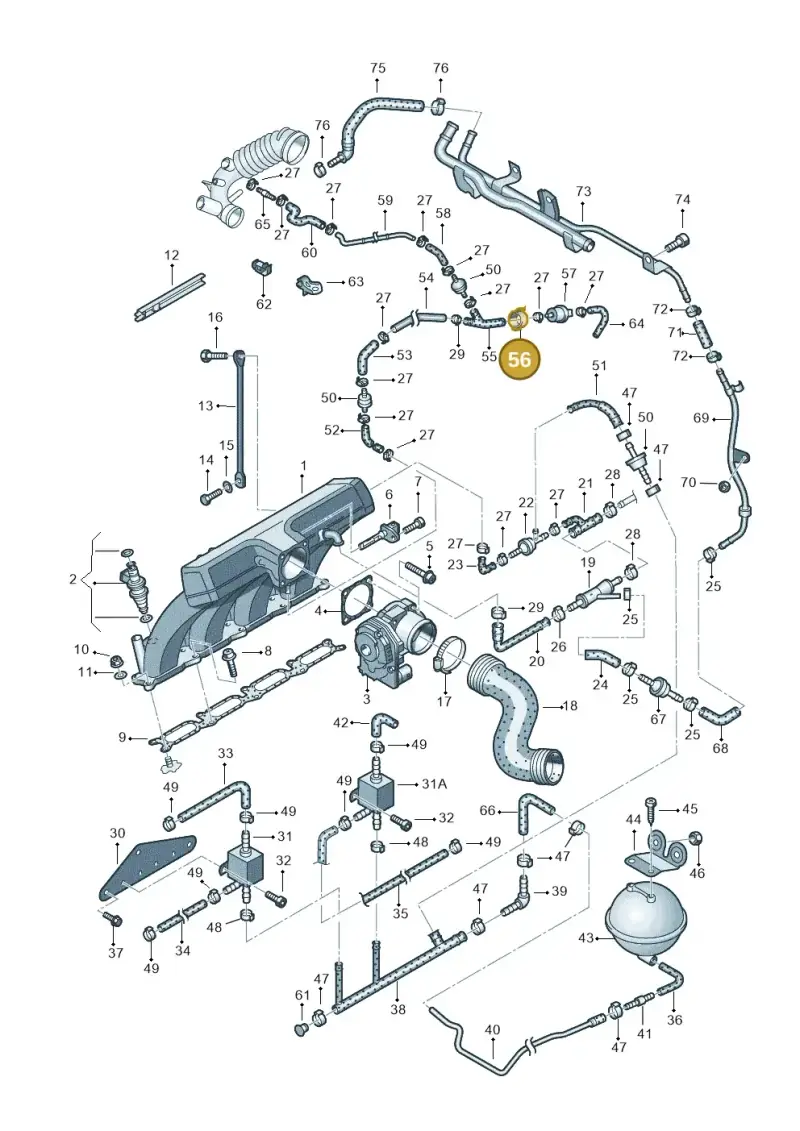 058133459F — Skoda SUPERB                 02> (2001-) diagram 265133280, position 56