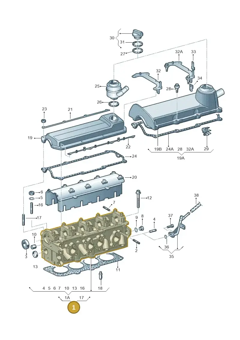 06A103351C — Skoda OCTAVIA/COMBI/4X4      01> (2000-) diagram 266103450, position 1
