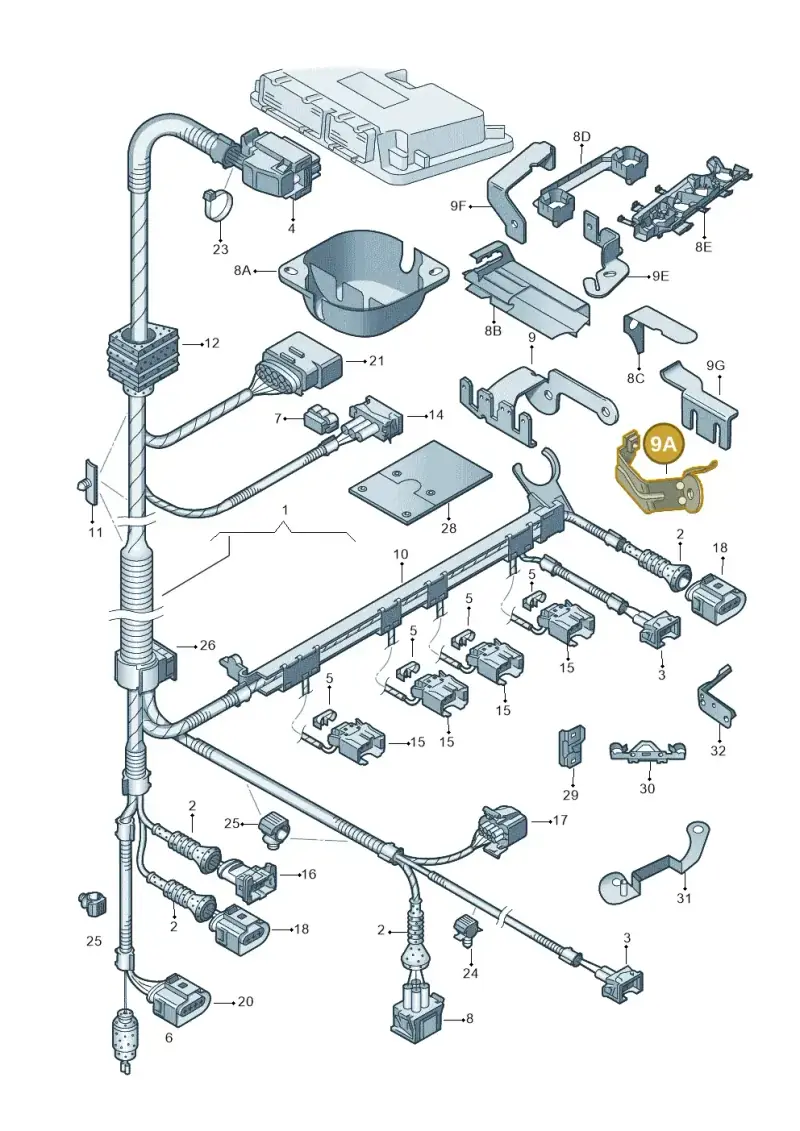 06A971501 — Skoda OCTAVIA/COMBI/4X4      01> (2000-) diagram 252971020, position 9A