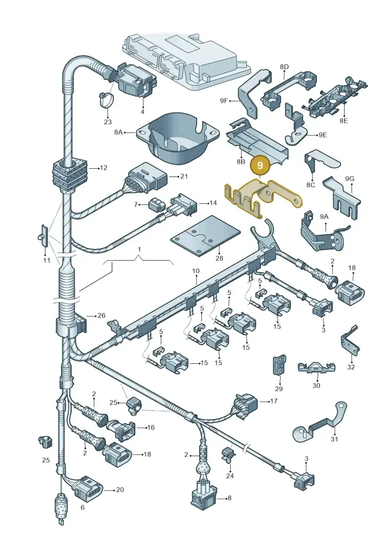 06A971804H — Skoda OCTAVIA/COMBI/4X4      01> (2000-) diagram 252971020, position 9