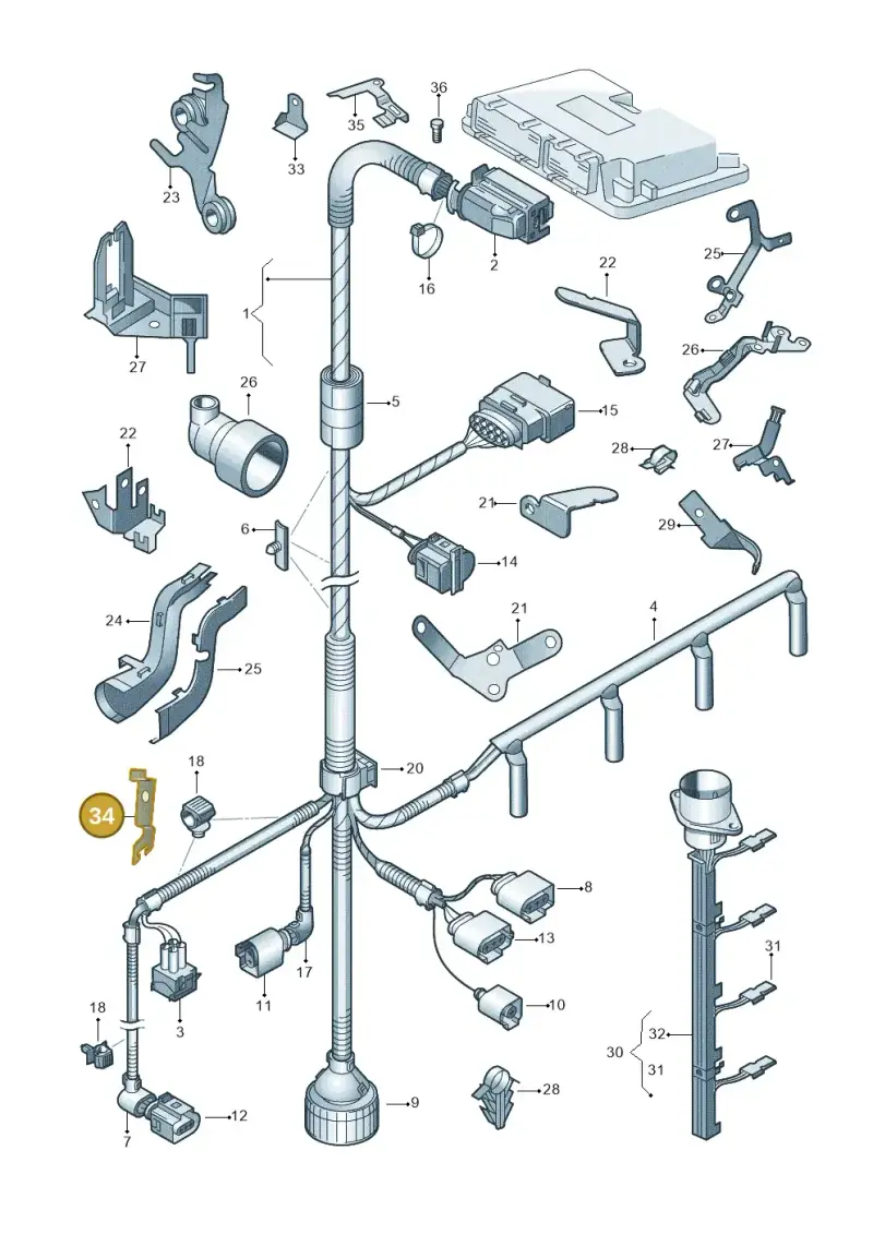 06A971845AB — Skoda ROOMSTER               06> (2006-) diagram 225971150, position 34