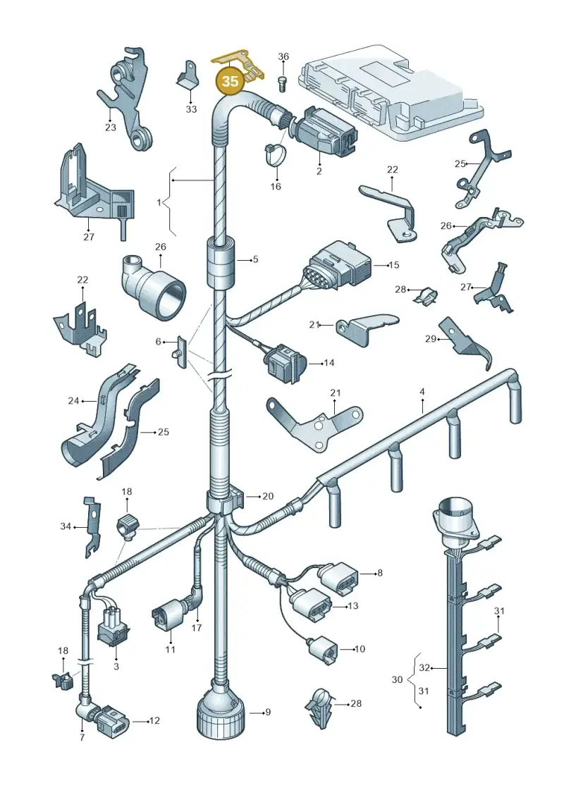 06A971845Q — Skoda ROOMSTER               06> (2006-) diagram 225971150, position 35