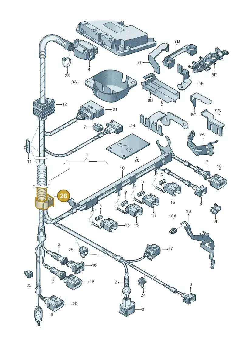 06A971858T — Skoda Octavia ambiente (2008-2013) diagram 203971020, position 26