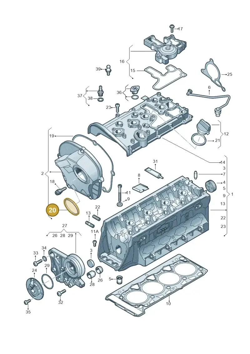 06H103483D — Skoda Yeti (2013-2017) diagram 627103530, position 20
