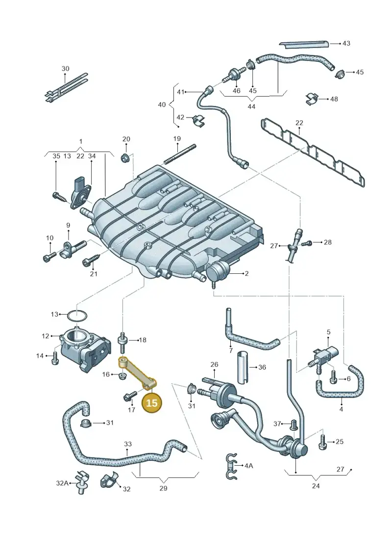 06H129723K — Skoda Yeti (2013-2017) diagram 666133200, position 15