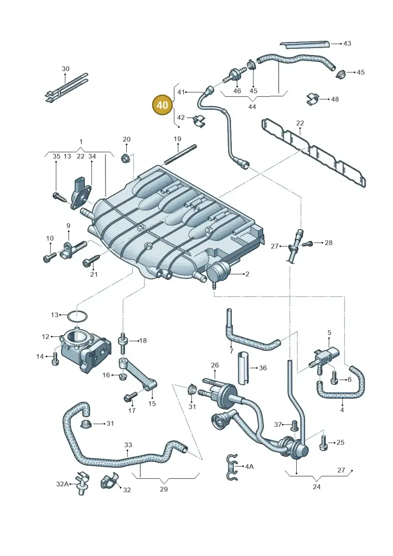 06J133518F — Skoda Yeti (2013-2017) diagram 666133200, position 40