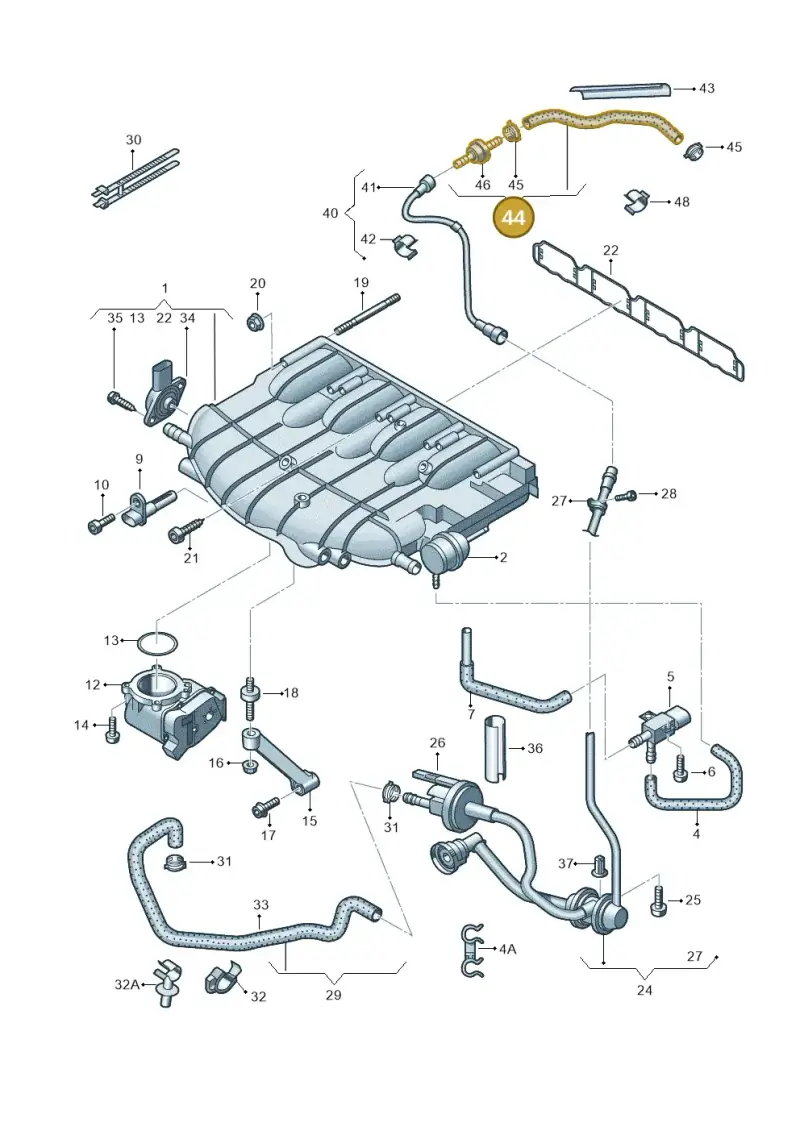 06J133781BE — Skoda Superb (2013-2015) diagram 666133200, position 44