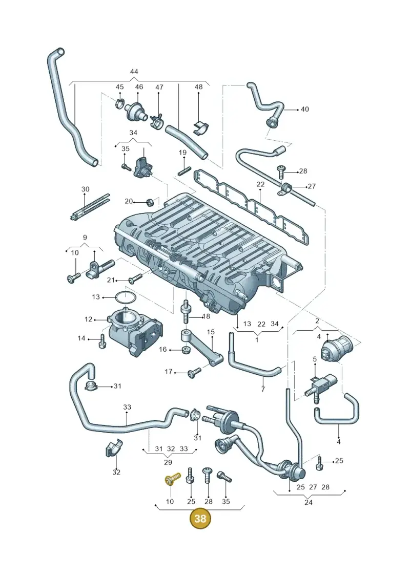 06J198212A — Skoda Yeti (2013-2017) diagram 714133300, position 38