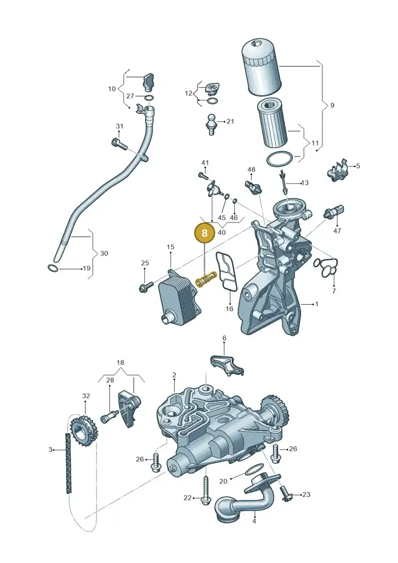 06K103208D — Skoda Octavia (2019-2024) diagram 848115120, position 8
