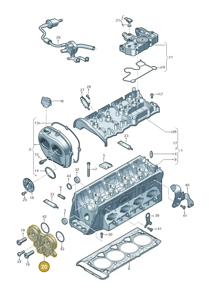 06L103144L — Skoda Superb Combi (2023-) diagram 3j0103381, position 20