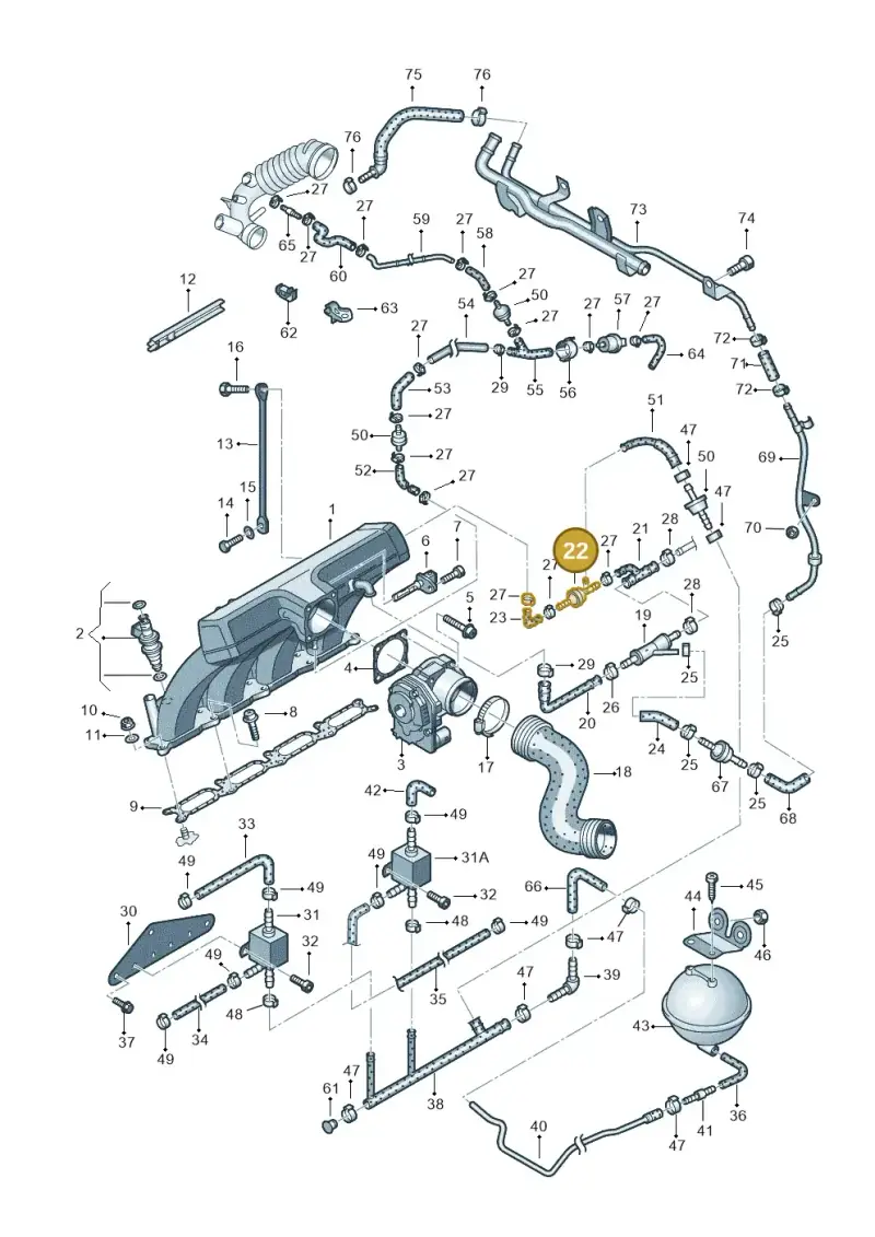 07C133529A — Skoda SUPERB                 02> (2001-) diagram 265133280, position 22