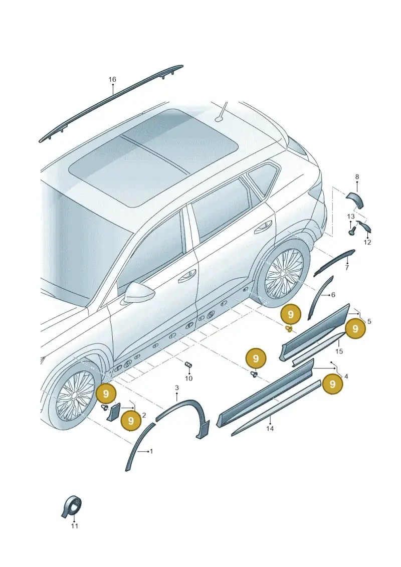 191853585A — Skoda Karoq (2017-2022) diagram 834853030, position 9